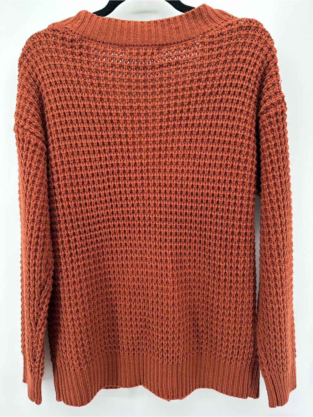 Zenana Outfitters Burnt Orange Button-Up Waffle Knit Cardigan - Picture 2 of 8